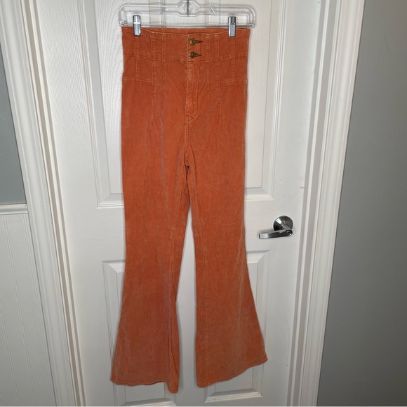 Free People We The Free Jayde Corduroy High Rise Flare Jeans in Burnt Orange 28 - Picture 3 of 13